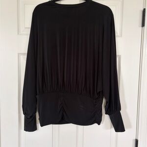 Express Black Long-Sleeve Top with Gathered Back